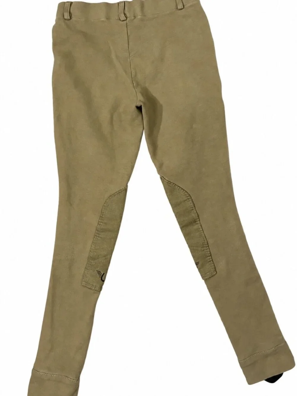 TuffRider Youth L Tan Knee Patch Jodhpurs with Stirrup Straps
